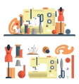 Sewing machine accessories for dressmaking and vector image