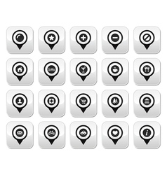 Map location markers pointers buttons set vector image