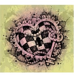 Heart with key drawn by hand vector image