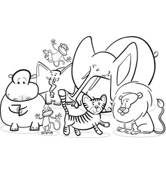 African safari animals cartoon for coloring vector image