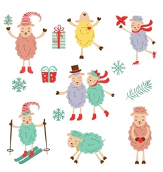 Cute funny sheeps collection Cute funny sheeps collection vector image