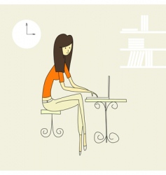 Girl working in a office vector image
