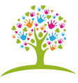 Tree with hands and hearts vector image