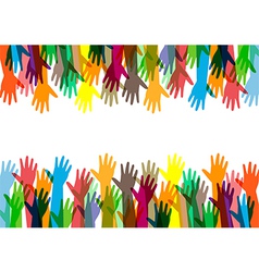 Hands of different colors cultural and ethnic dive vector image