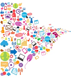 Social network background with media icons vector image