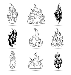 Fire Tattoo Icon Set vector image