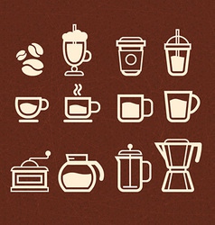 Coffee Tea and Drinks icons set vector image