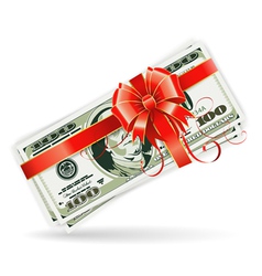 Dollar Bills with Ribbon and Bow vector image