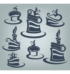 Cakes and sweets collection of delicious symbols vector image