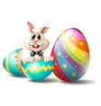 A rabbit inside a cracked easter egg vector image