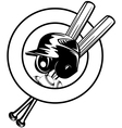 Helmet balls and crossed bats vector image