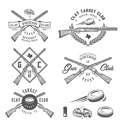 Vintage clay target labels emblems design elem vector image