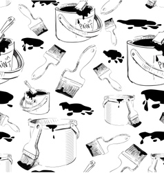 Paints and brushes seamless pattern vector image
