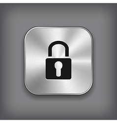 Lock icon - metal app button vector image