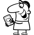Man with love message on tablet cartoon vector image