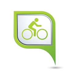 Cyclist symbol on green map pointer vector image