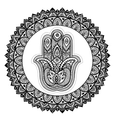 Indian hand drawn hamsa with ornaments vector image