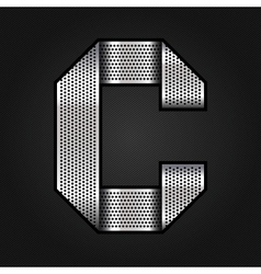 Letter metal chrome ribbon - C vector image