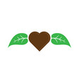 Love chocolate with leaf logo image Love chocolate with leaf logo image vector image