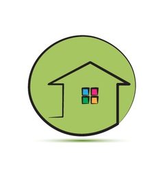 Green house in a stroke line silhouette vector image