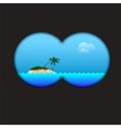 View of the island via field-glass vector image
