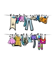 Clothes on the clothesline Sketch for your design vector image