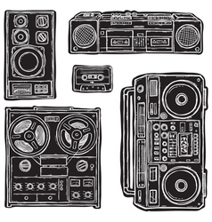 Set of tape recorders vector image