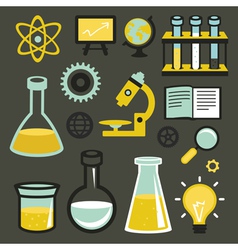 Flat icons and sign - science and education vector image