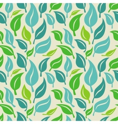 Seamless background with green and blue leaves vector image