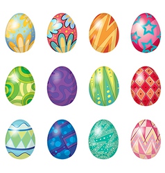 Twelve easter eggs vector image