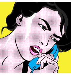 Girl with phone POP ART vector image