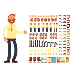 Young male businessman character with gestures set vector image