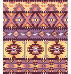 Seamless colorful aztec pattern with birds and arr vector image