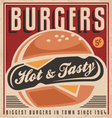 Retro burger poster design vector image