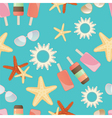 Summer sun starfish and icrecream vector image