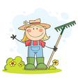 Gardening Female Child Waving A Greeting vector image