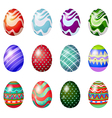 A dozen of painted easter eggs vector image