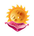 Bright sun that sleeps on soft pink pillow vector image