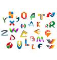 Set of alphabet symbols and icons vector image