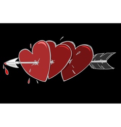 Three hearts and the arrow vector image