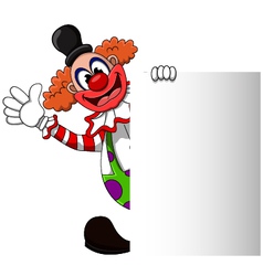 Cute clown cartoon with blank sign vector image