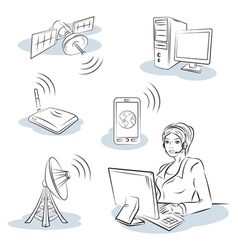 Wireless and communication vector image