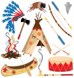 American Indian clipart icons vector image