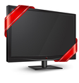 Television tv screen red ribbon vector image