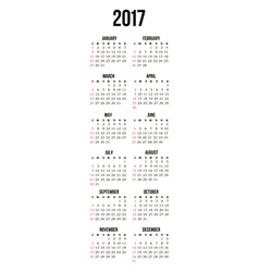 Simple 2017 year calendar vector image