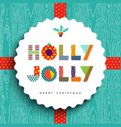Merry Christmas happy card design in fun colors vector image