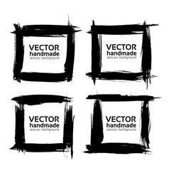 Square frames from abstract black textured strokes Square frames from abstract black textured strokes vector image