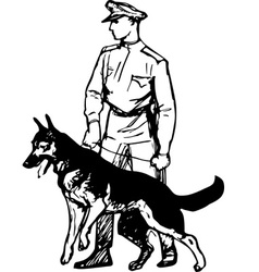 Frontier guard with dog vector image