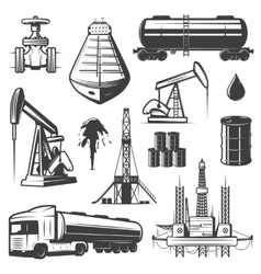 Vintage Extraction Oil Elements Set vector image