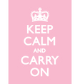 KEEP CALM CARRY ON PINK vector image